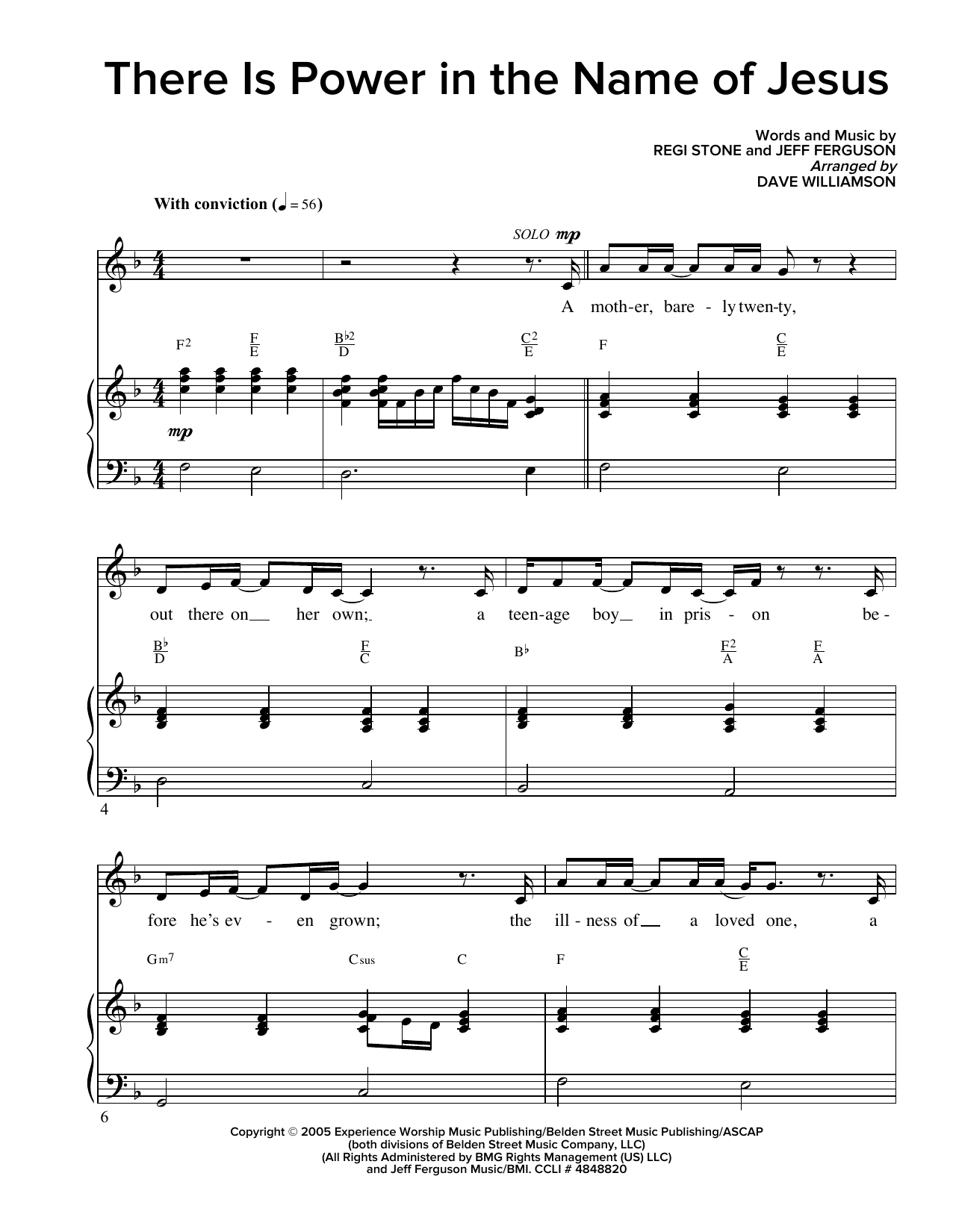Regi Stone There Is Power In The Name Of Jesus Sheet Music