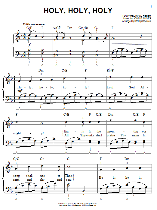 Reginald Heber Holy, Holy, Holy (arr. Phillip Keveren) Sheet Music