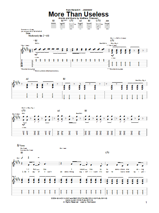 Relient K More Than Useless Sheet Music
