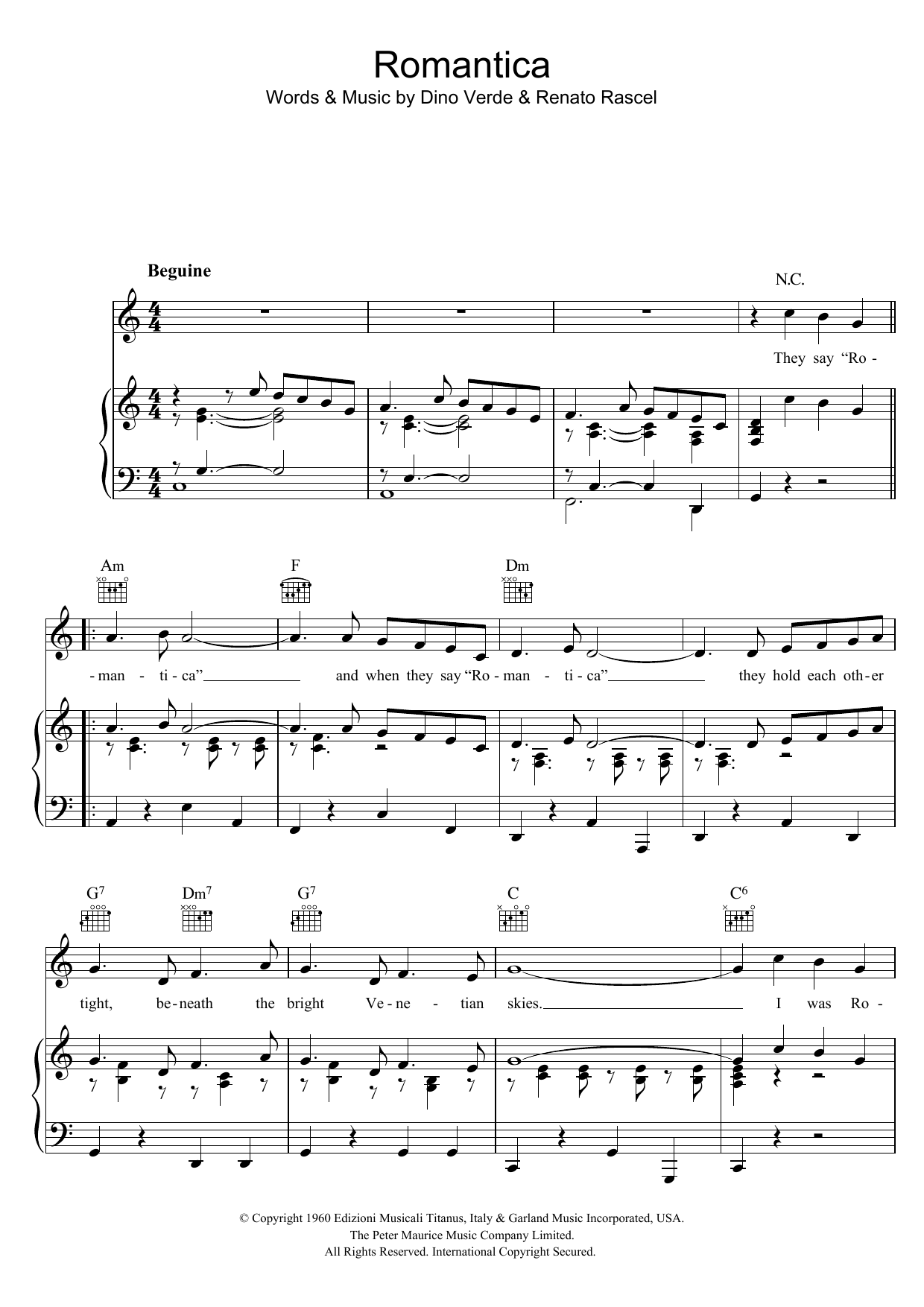 Renato Rascel Romantica Sheet Music