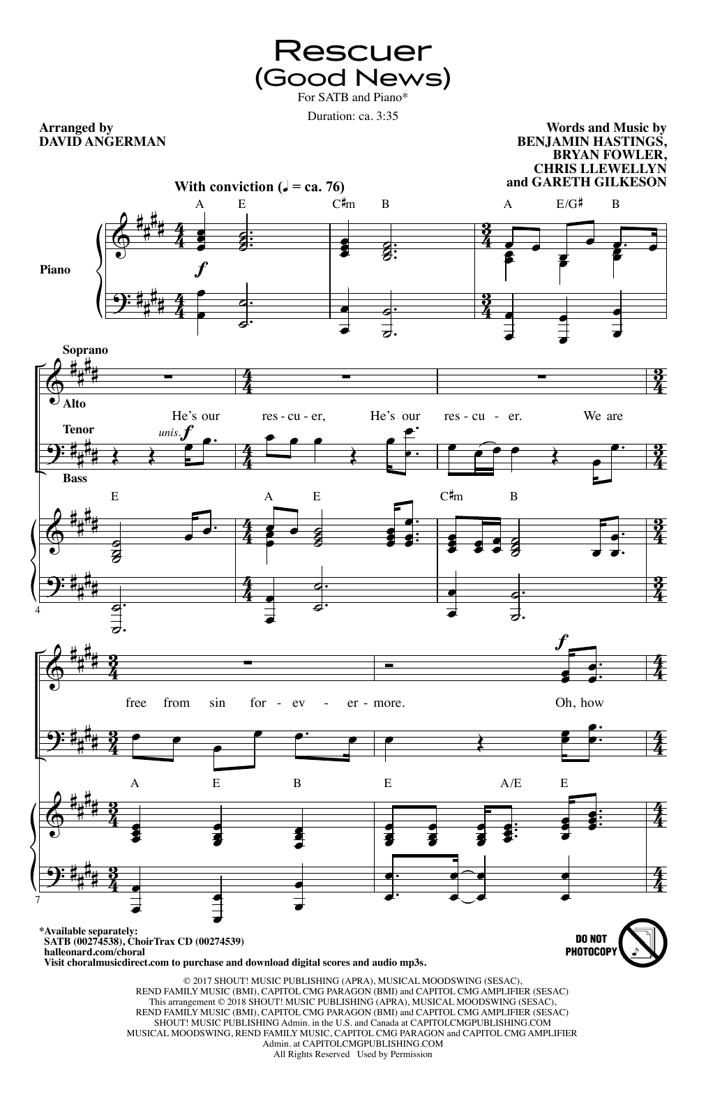 Rend Collective Rescuer (Good News) (arr. David Angerman) Sheet Music