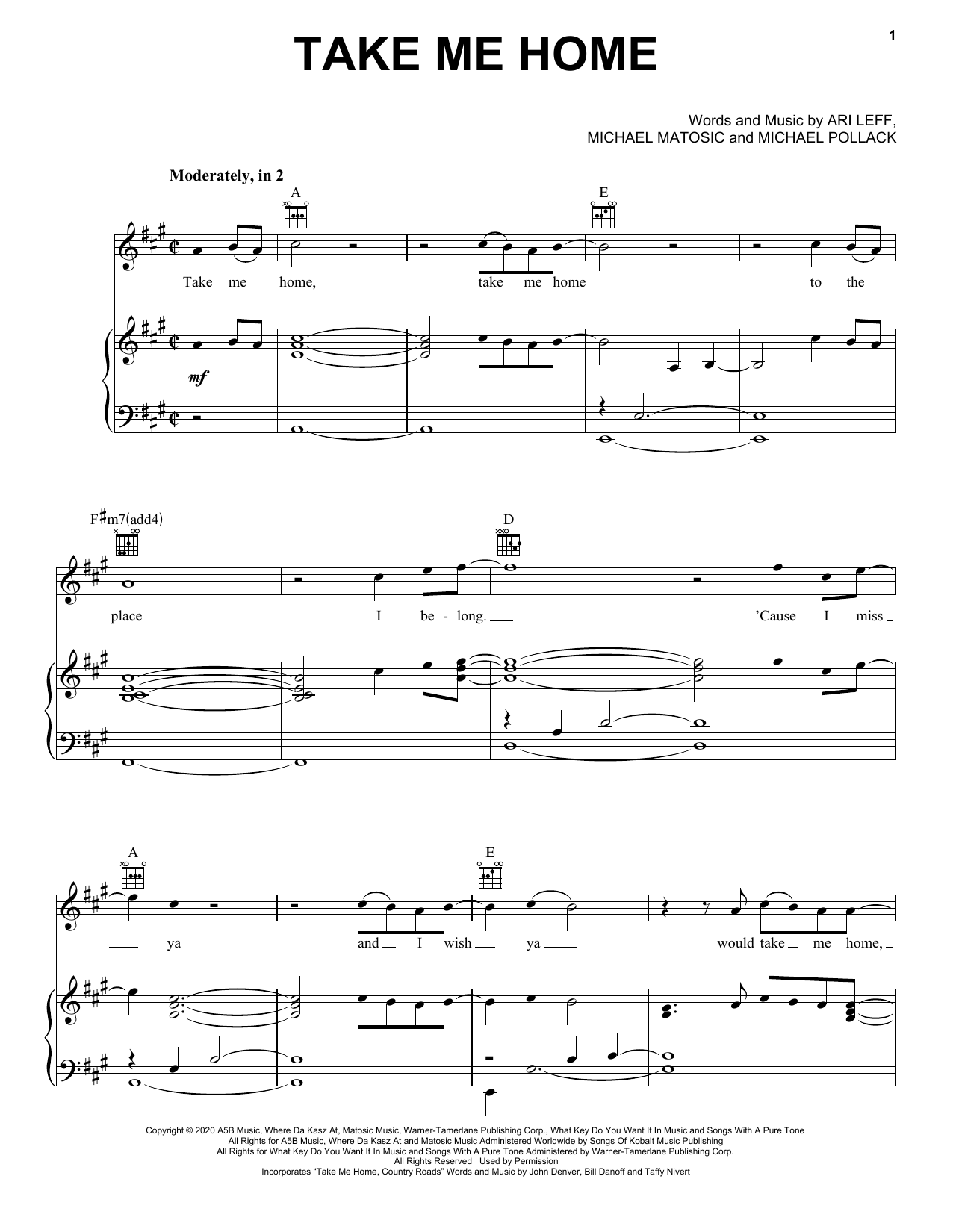Restless Road & Kane Brown Take Me Home Sheet Music