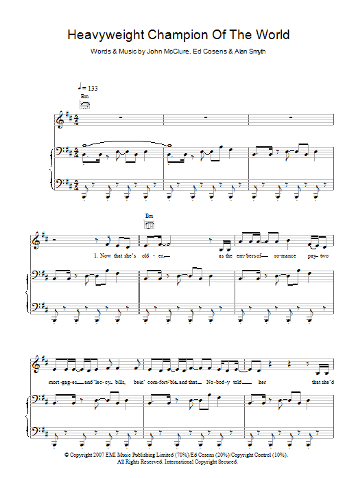 Reverend And The Makers Heavyweight Champion Of The World Sheet Music