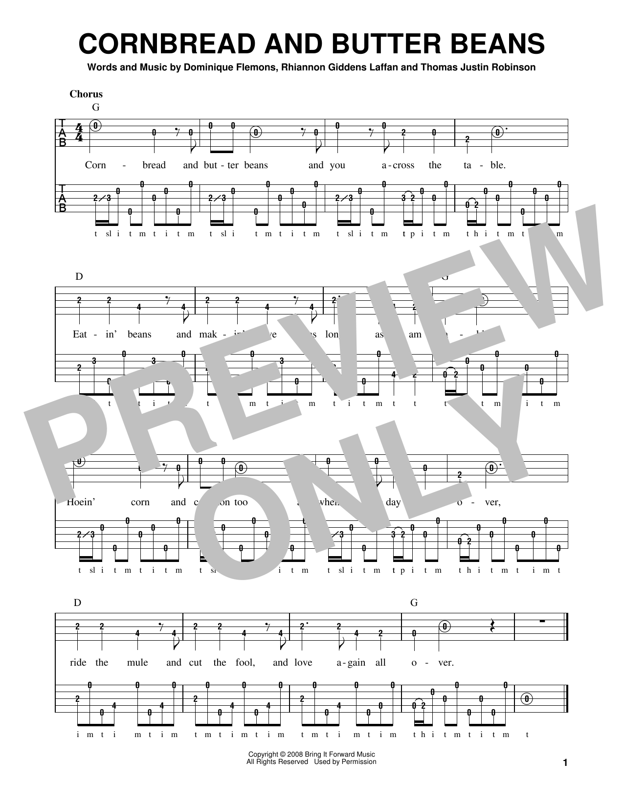 Rhiannon Giddens Laffan Cornbread And Butter Beans Sheet Music