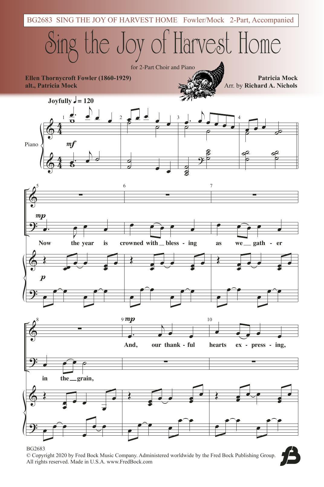 Richard A. Nichols Sing The Joy Of Harvest Home Sheet Music