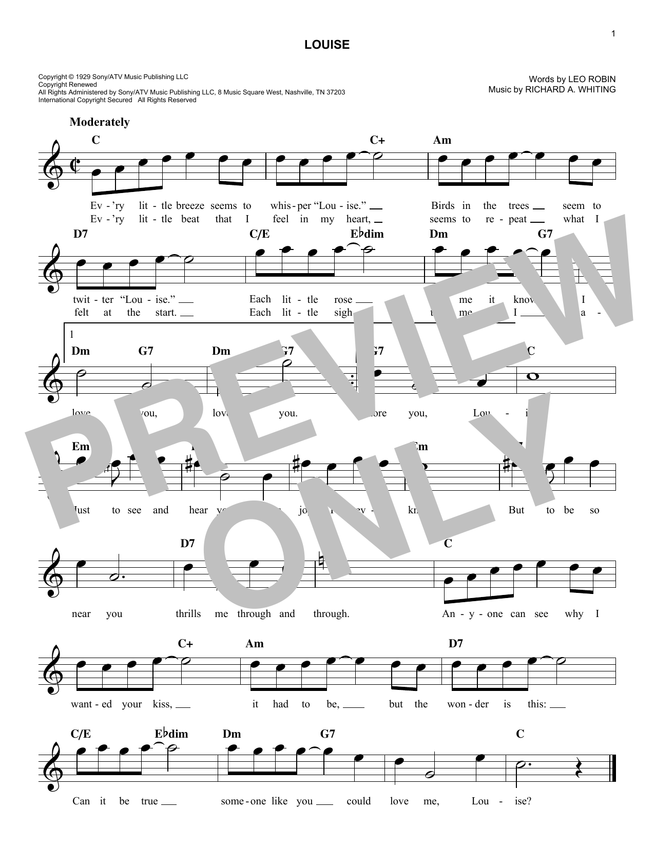 Richard A. Whiting Louise Sheet Music