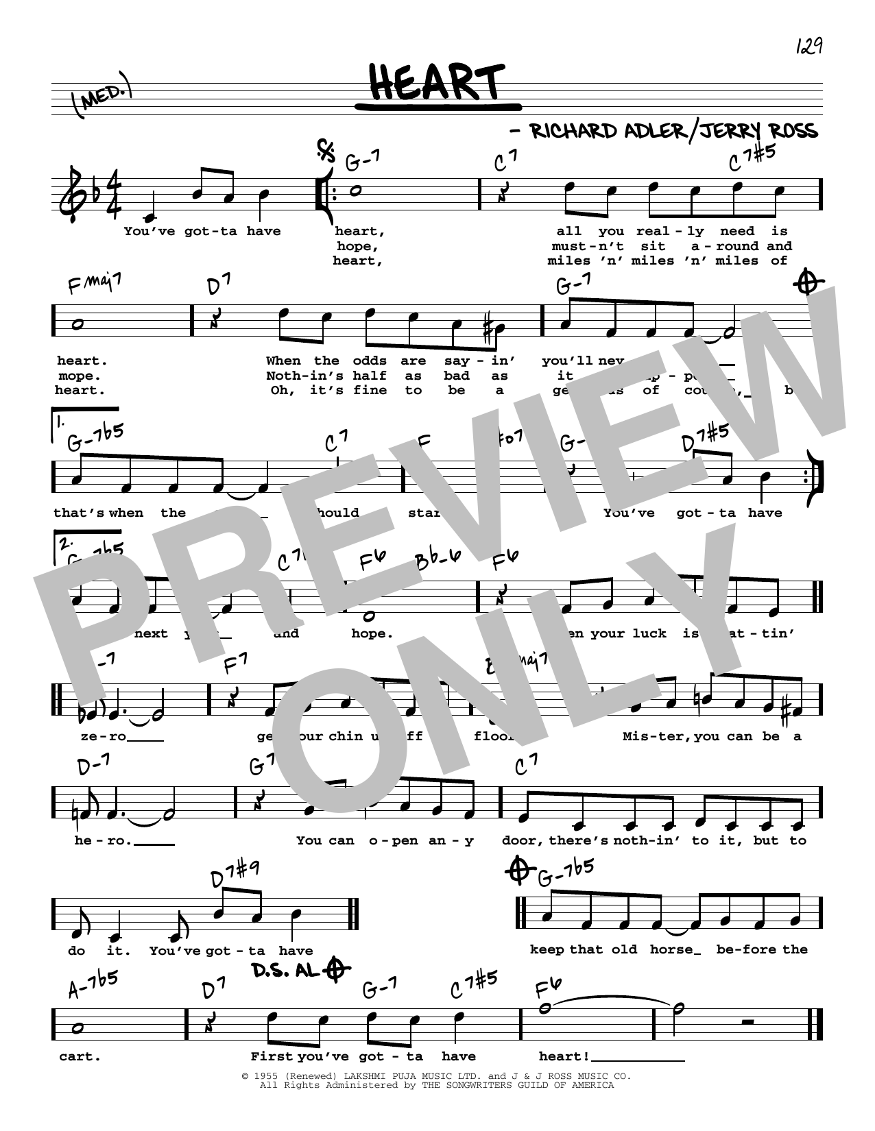 Richard Adler and Jerry Ross Heart (High Voice) (from Damn Yankees) Sheet Music