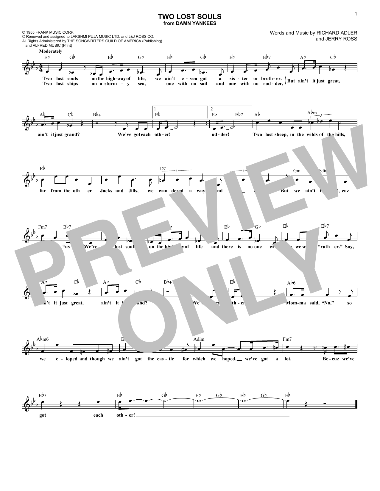 Richard Adler Two Lost Souls Sheet Music