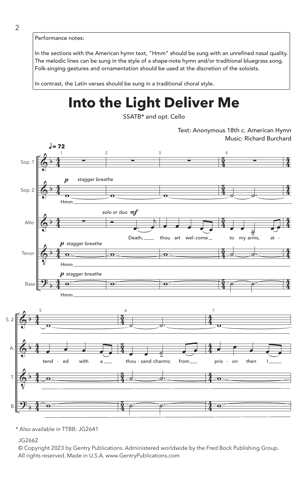 Richard Burchard Into The Light, Deliver Me Sheet Music
