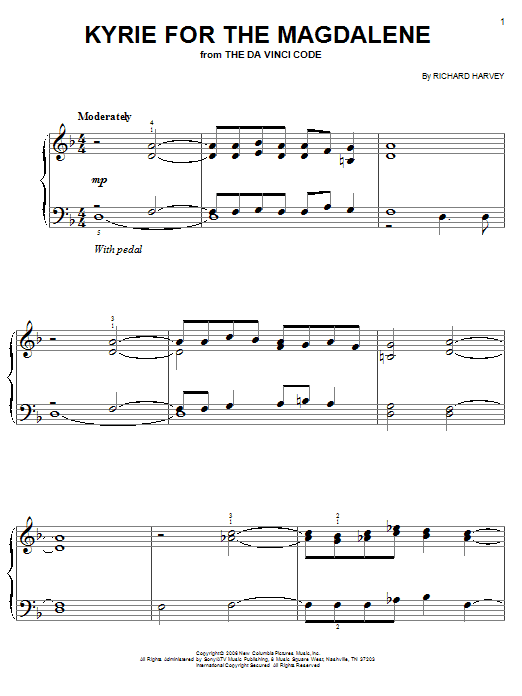 Richard Harvey Kyrie For The Magdalene Sheet Music