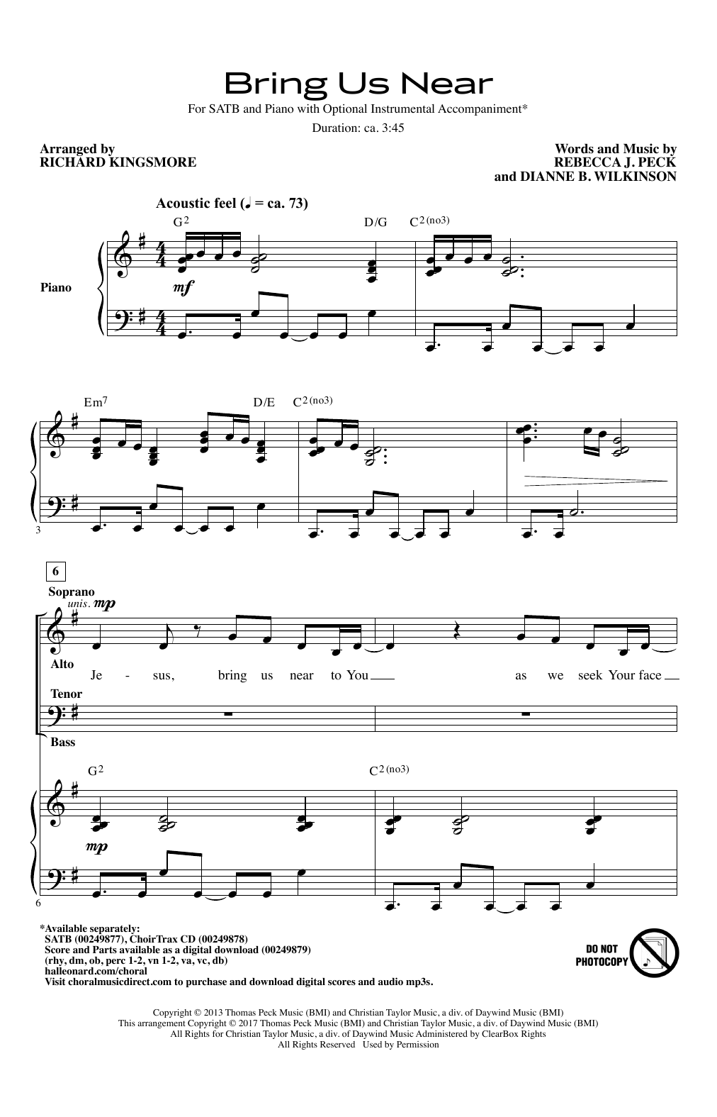 Richard Kingsmore Bring Us Near Sheet Music