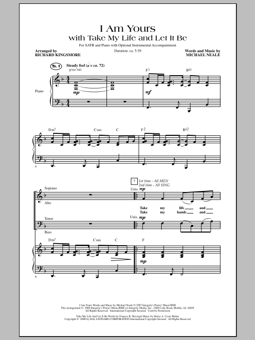 Richard Kingsmore I Am Yours (With Take My Life And Let It Be) Sheet Music