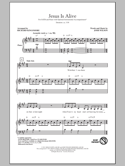 Richard Kingsmore Jesus Is Alive Sheet Music