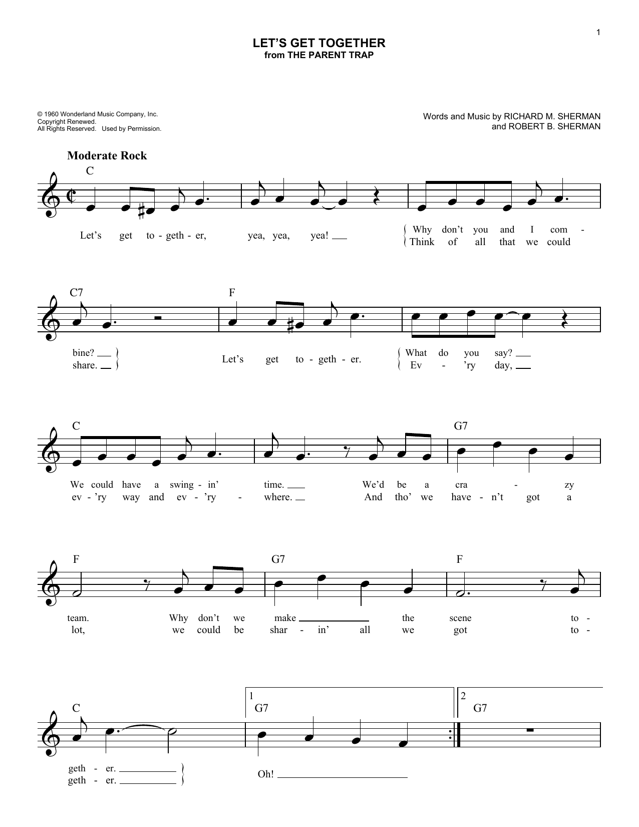 Richard M. Sherman Let's Get Together Sheet Music