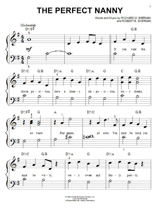 Sherman Brothers The Perfect Nanny Sheet Music