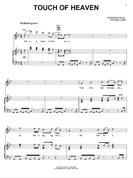 Richard Marx Touch Of Heaven Sheet Music