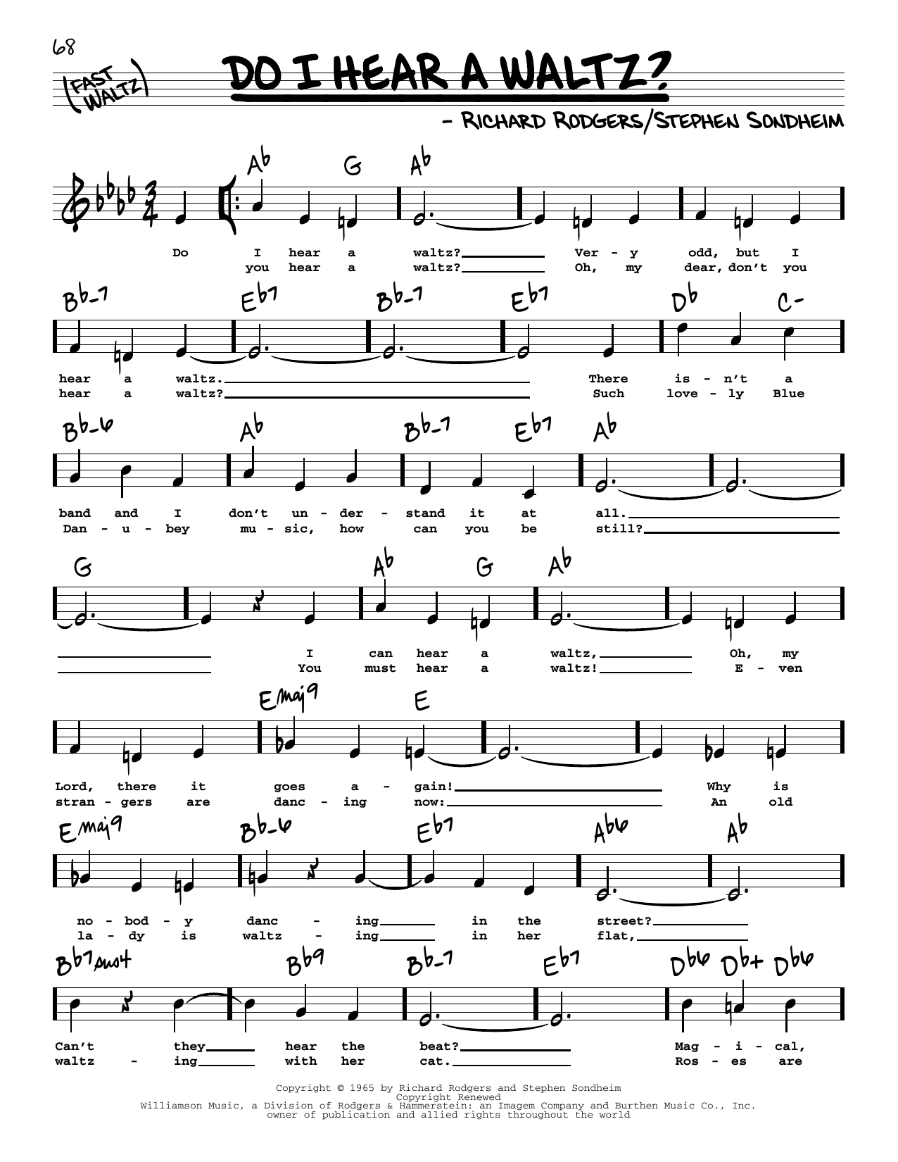 Richard Rodgers and Stephen Sondheim Do I Hear A Waltz? (High Voice) Sheet Music