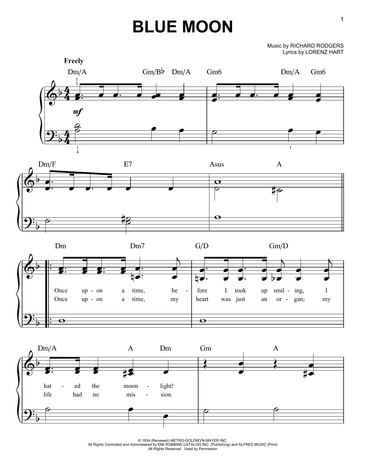 Richard Rodgers Blue Moon Sheet Music