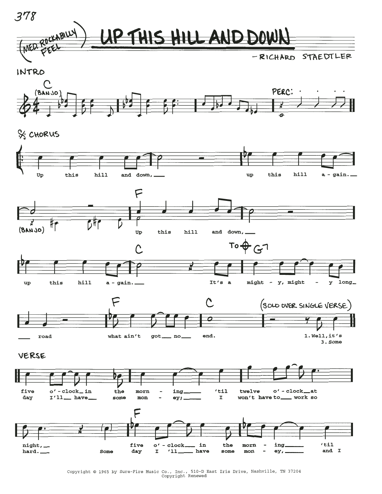 Richard Staedtler Up This Hill And Down Sheet Music