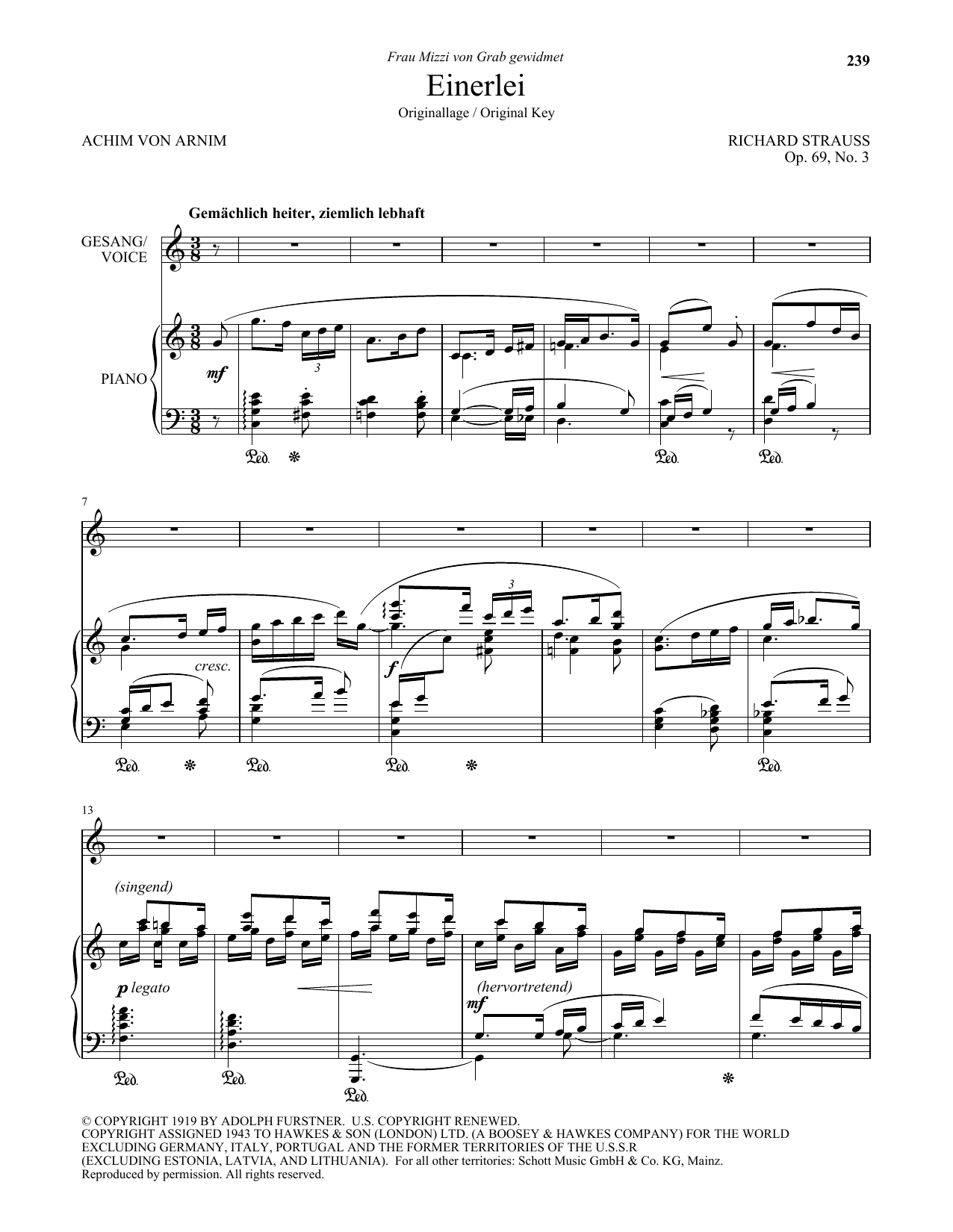Richard Strauss Einerlei (High Voice) Sheet Music