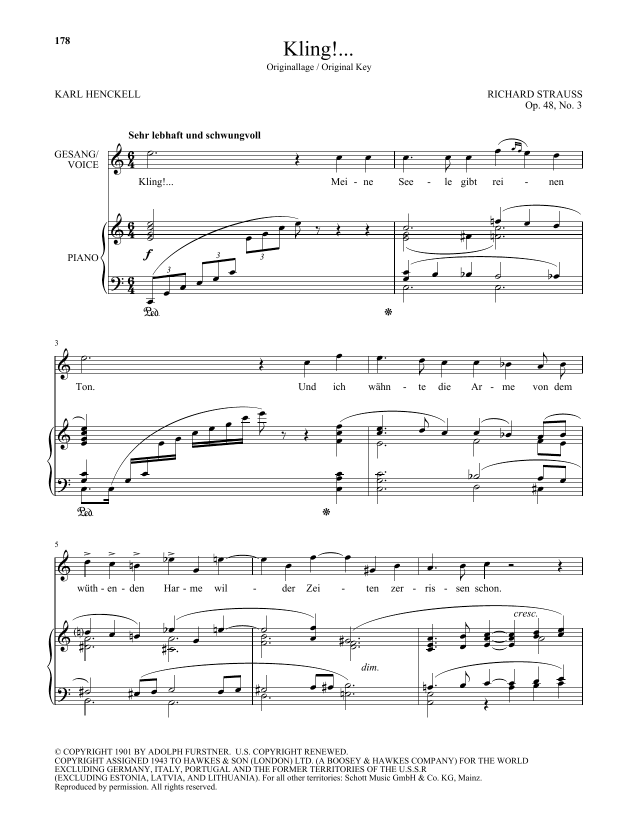 Richard Strauss Kling! (High Voice) Sheet Music