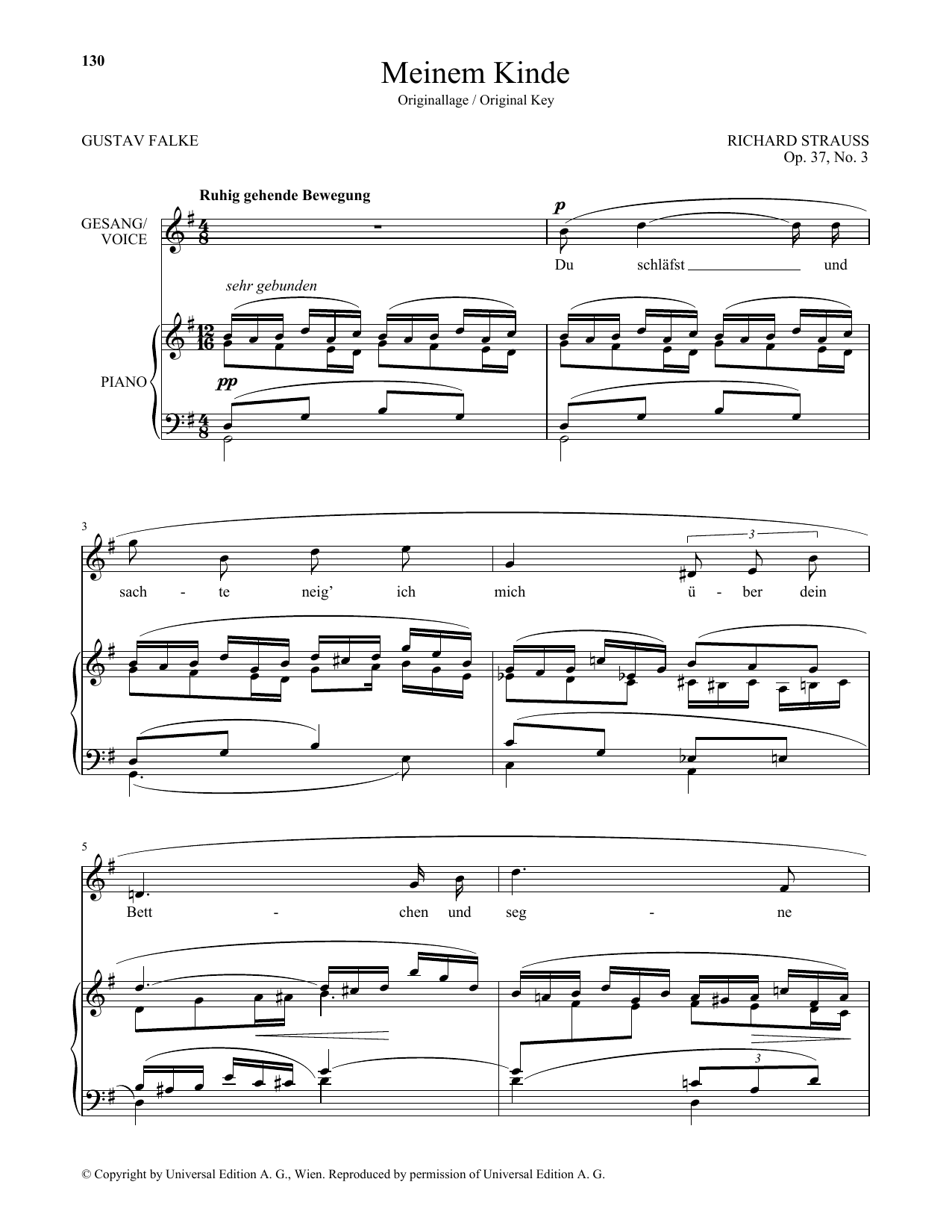 Richard Strauss Meinem Kinde (High Voice) Sheet Music