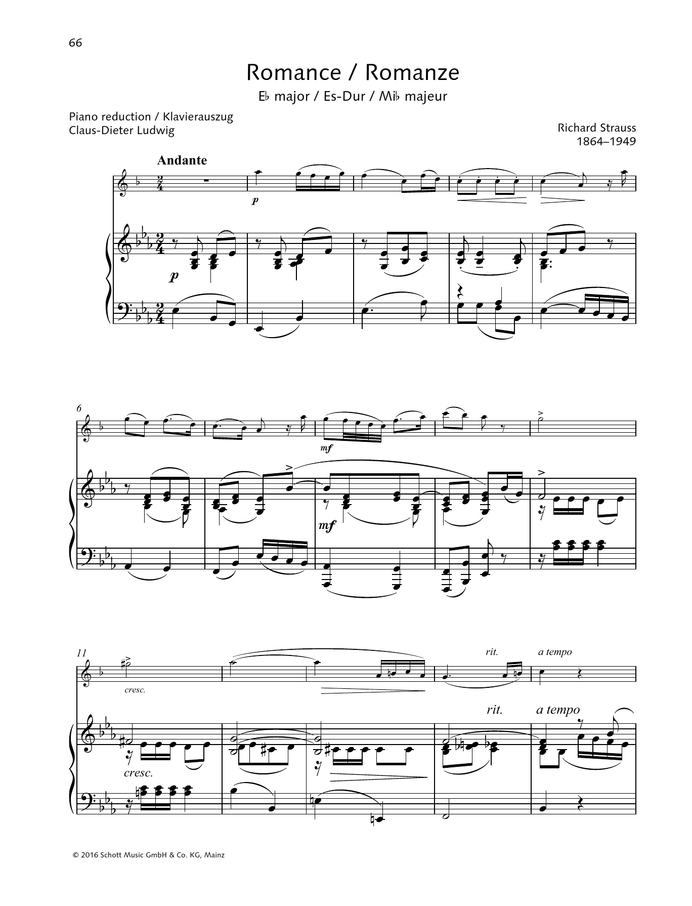 Richard Strauss Romance E-flat major Sheet Music