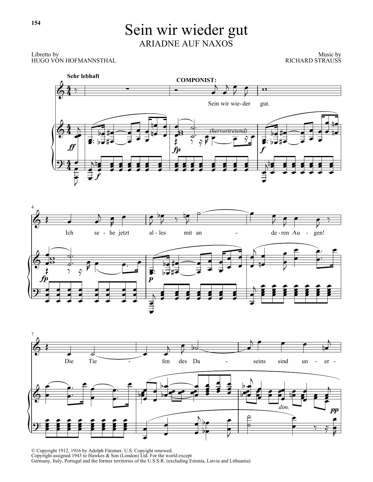 Richard Strauss Sein wir wieder gut (from Ariadne Auf Naxos) Sheet Music