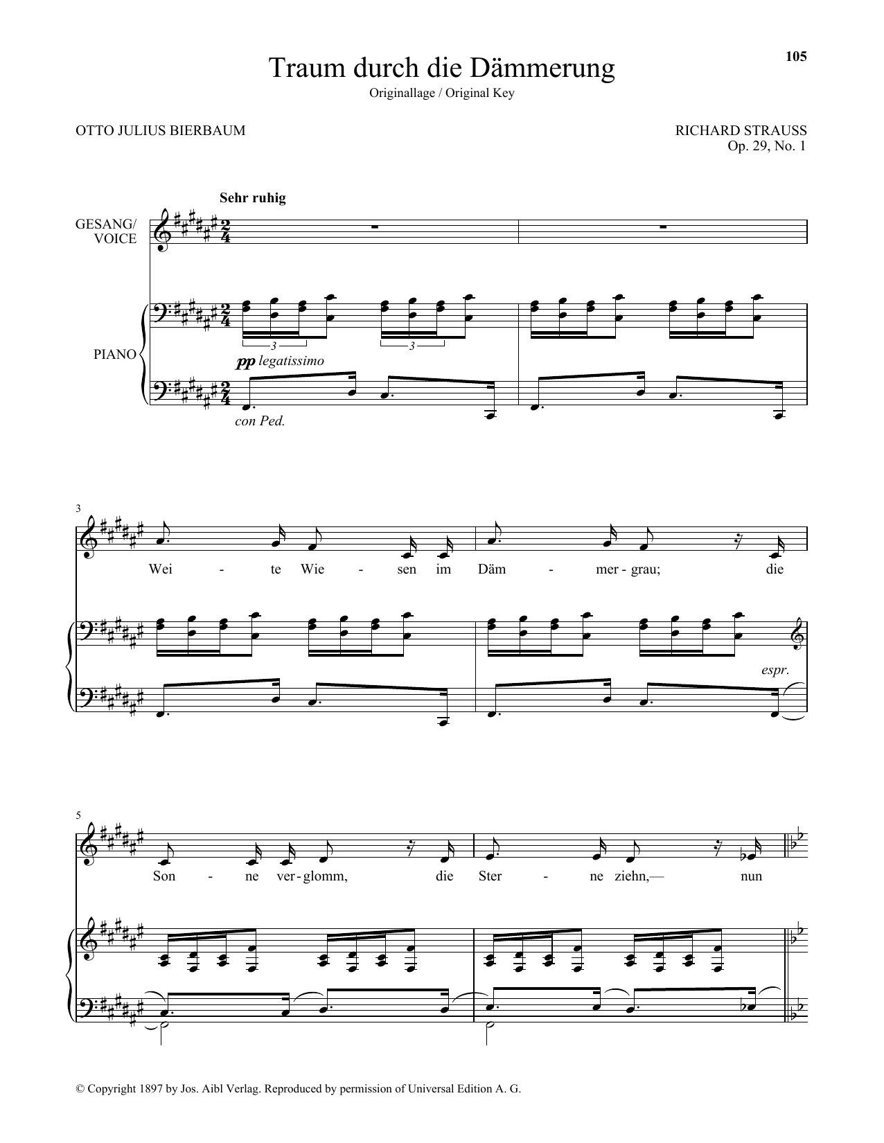 Richard Strauss Traum Durch Die Dammerung (High Voice) Sheet Music