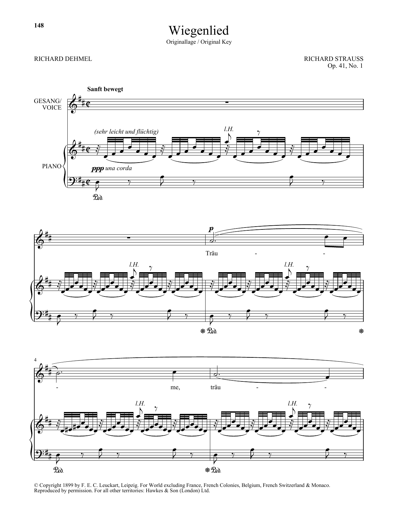 Richard Strauss Wiegenlied (High Voice) Sheet Music