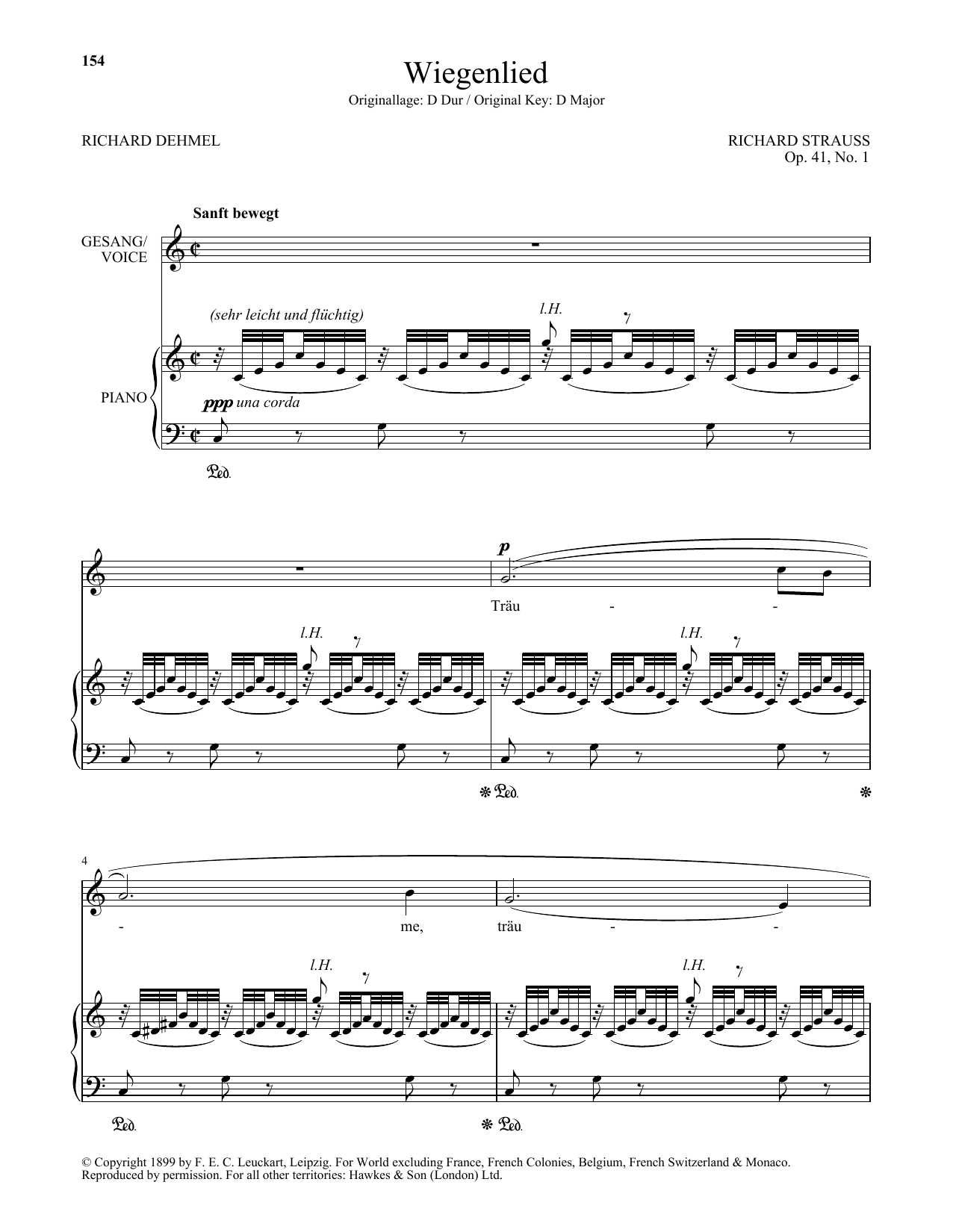 Richard Strauss Wiegenlied (Low Voice) Sheet Music