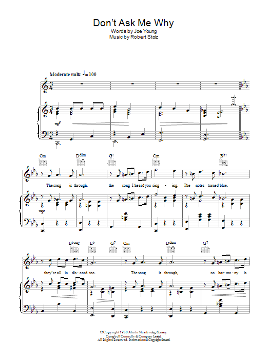 Richard Tauber Don't Ask Me Why Sheet Music