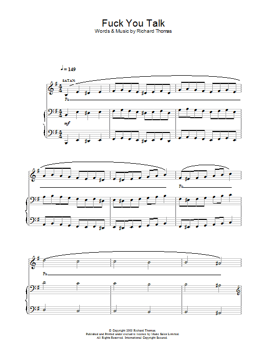 Richard Thomas F*** You Talk (from Jerry Springer The Opera) Sheet Music