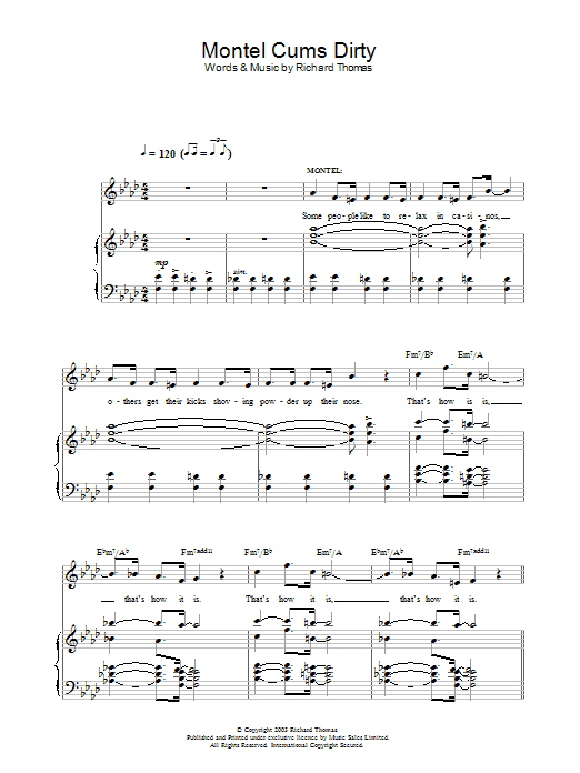 Richard Thomas Montel Cums Dirty (from Jerry Springer The Opera) Sheet Music