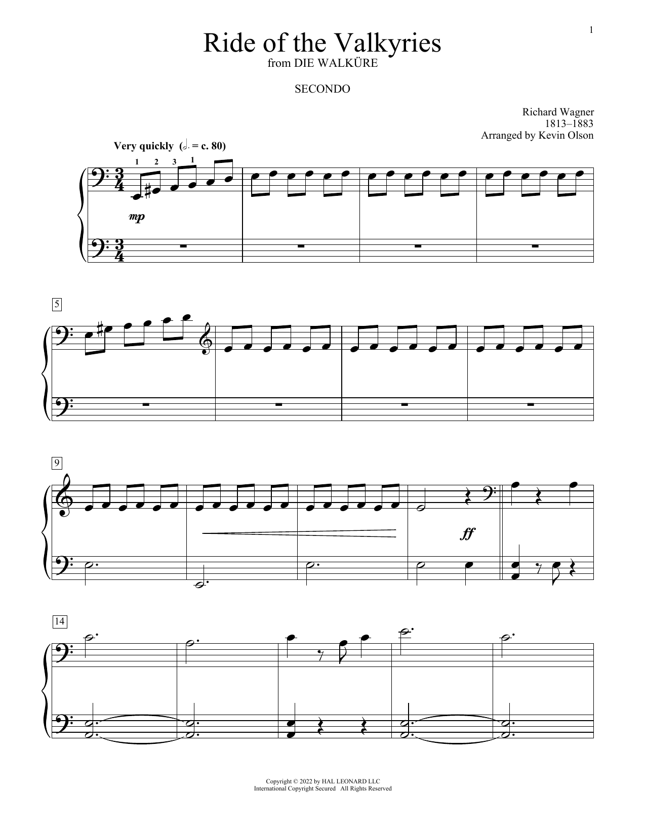Richard Wagner Ride Of The Valkyries (arr. Kevin Olson) Sheet Music