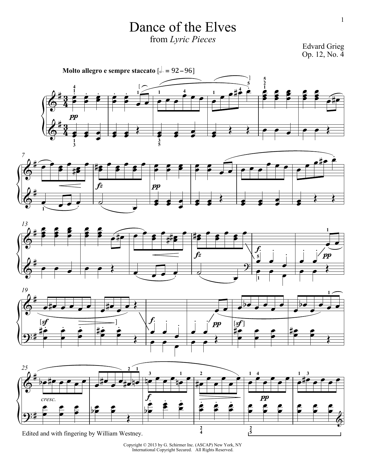Richard Walters Elves' Dance, Op. 12, No. 4 Sheet Music