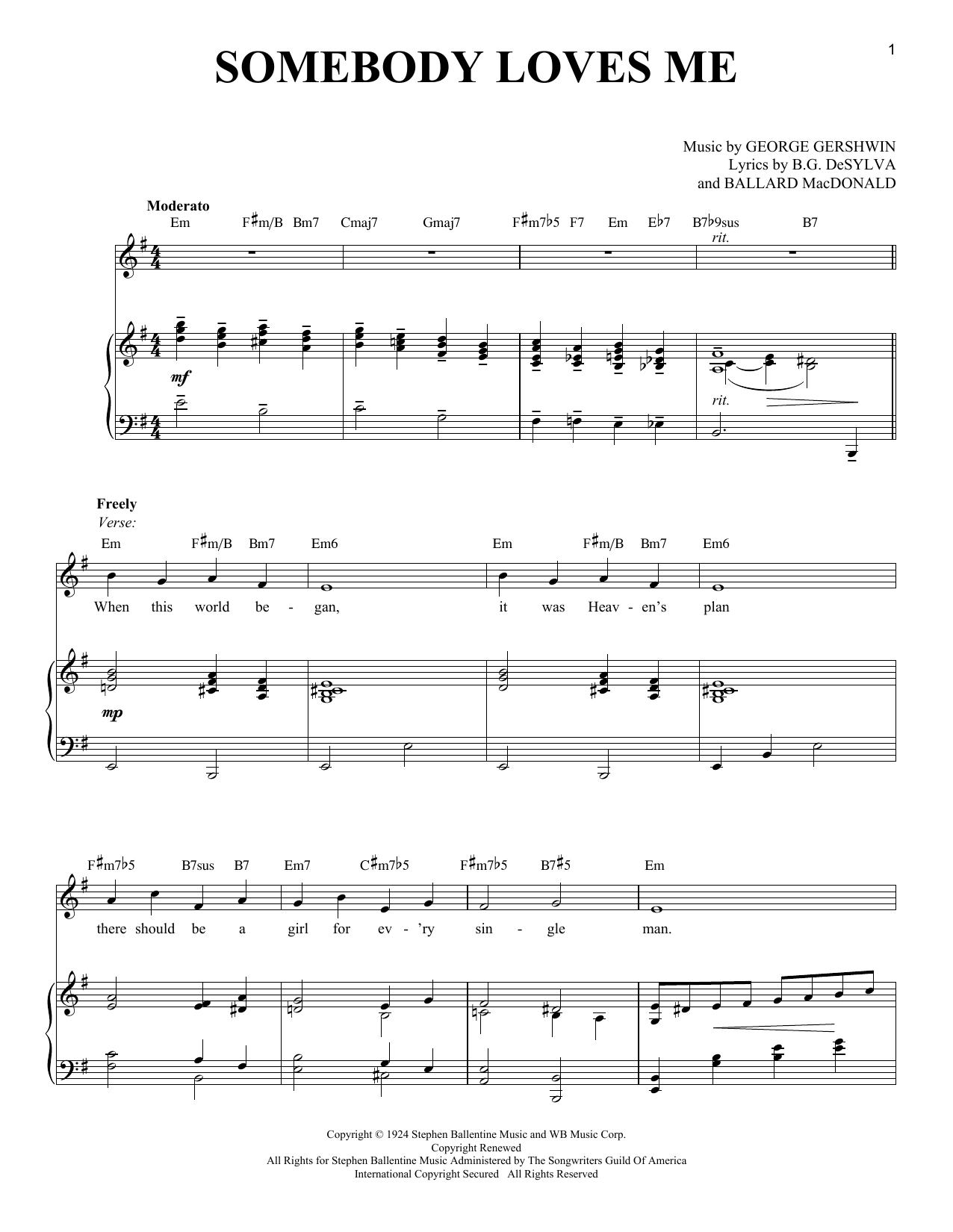 Richard Walters Somebody Loves Me Sheet Music