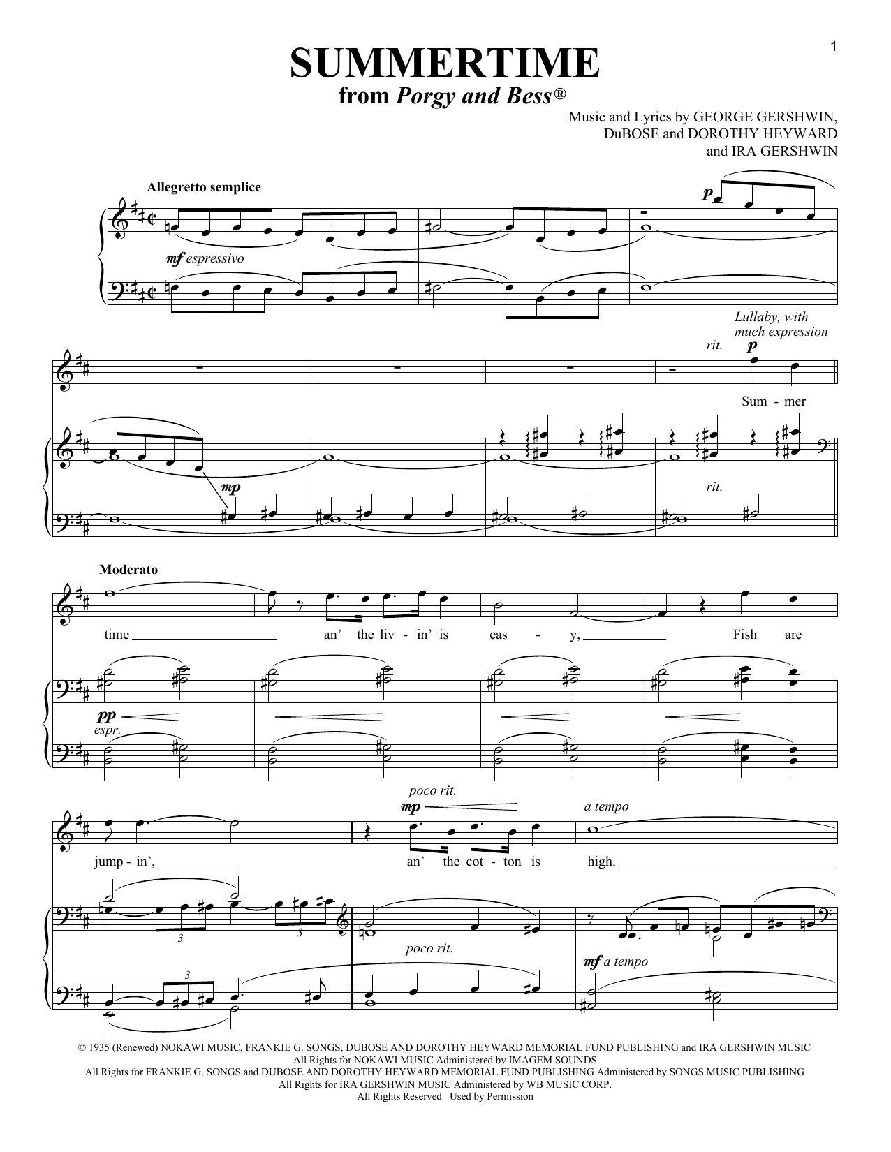 Richard Walters Summertime Sheet Music