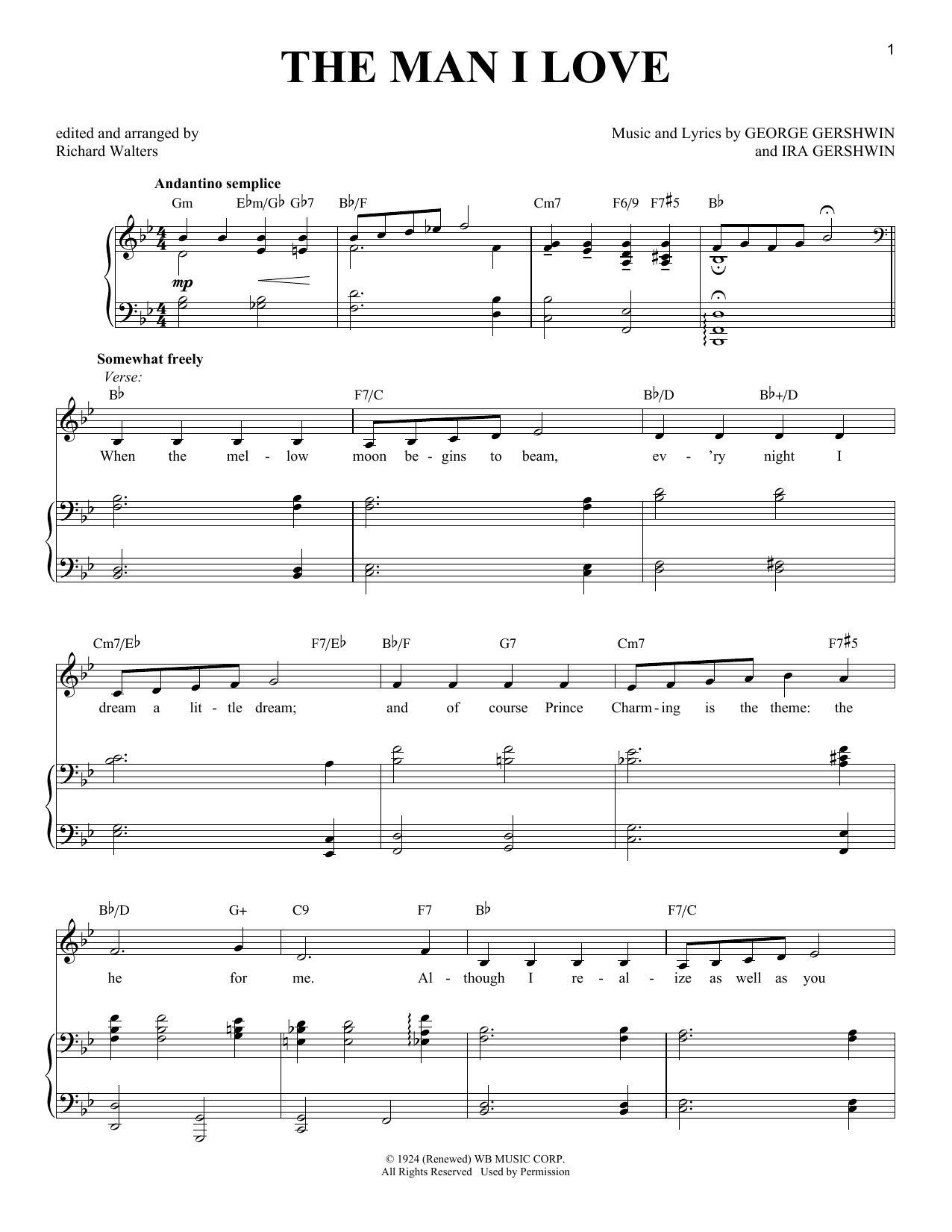 Richard Walters The Man I Love Sheet Music