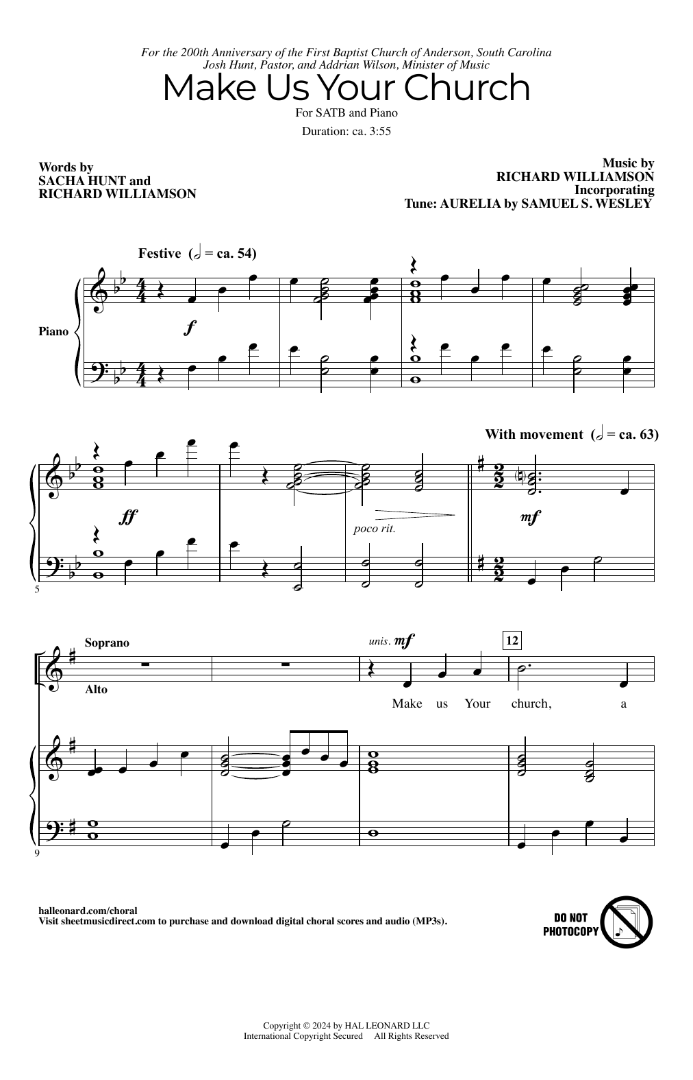 Richard Williamson and Sacha Hunt Make Us Your Church Sheet Music