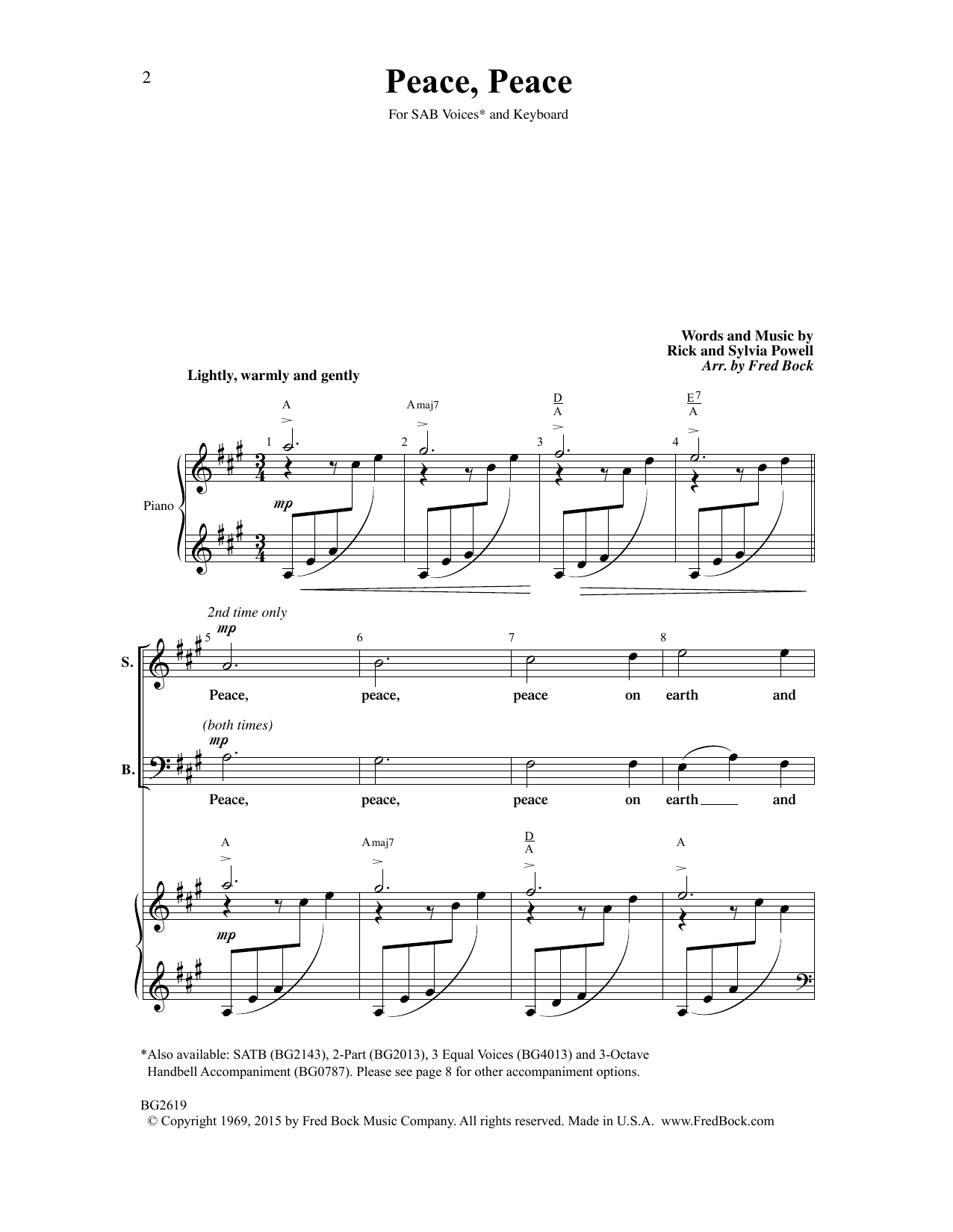 Rick and Sylvia Powell Peace, Peace (arr. Fred Bock) Sheet Music