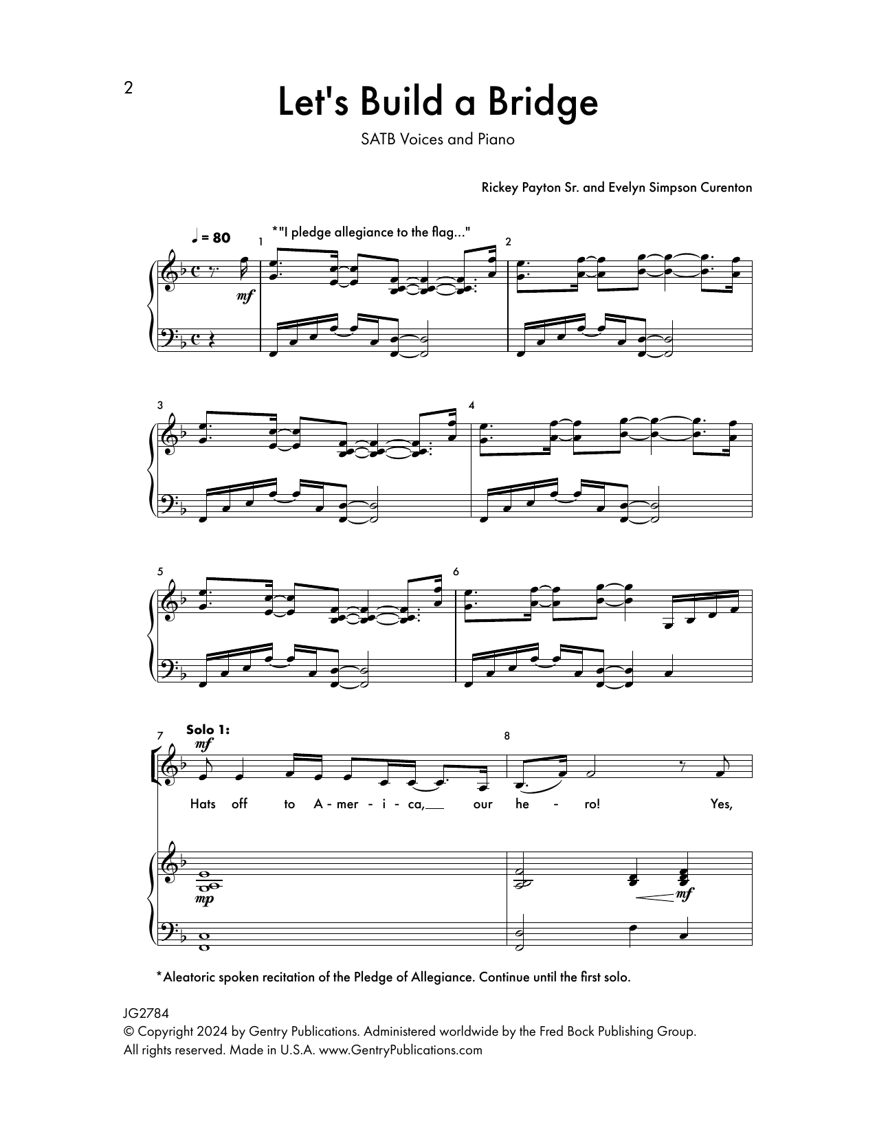 Rickey Payton Sr. and Evelyn Simpson Curenton Let's Build A Bridge Sheet Music
