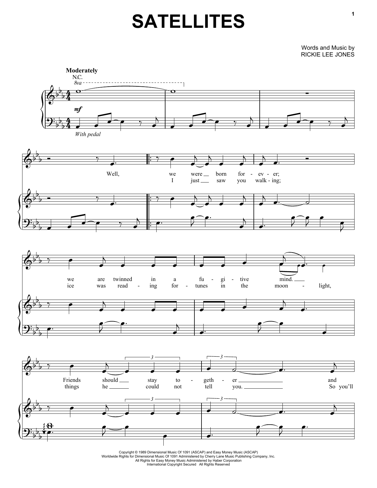Rickie Lee Jones Satellites Sheet Music