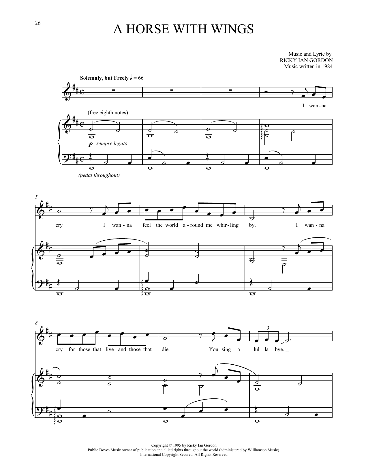 Ricky Ian Gordon A Horse With Wings Sheet Music