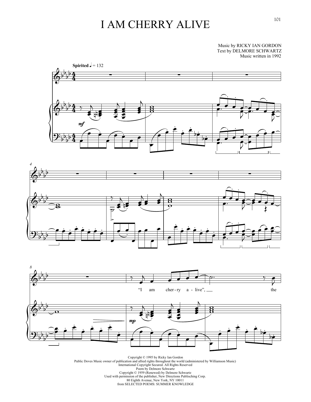 Ricky Ian Gordon I Am Cherry Alive Sheet Music