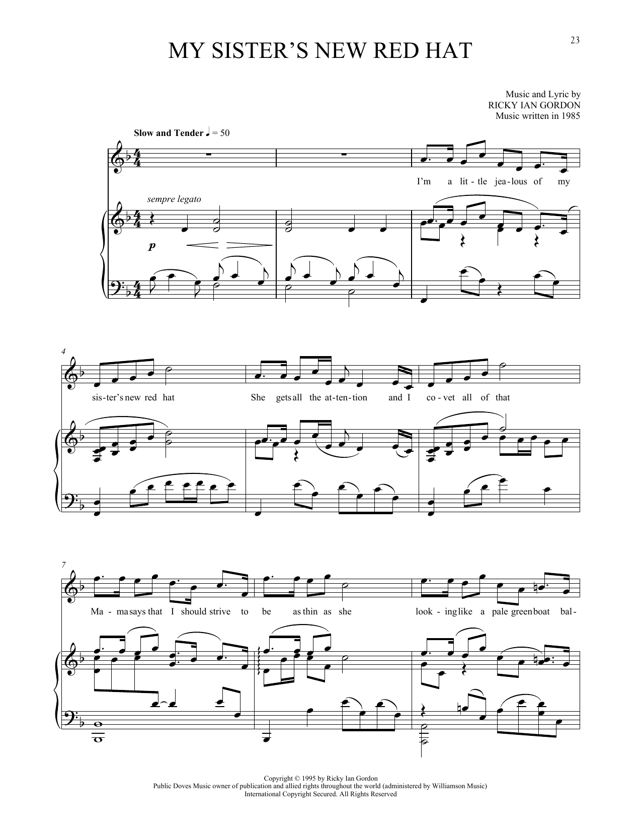 Ricky Ian Gordon My Sister's New Red Hat Sheet Music