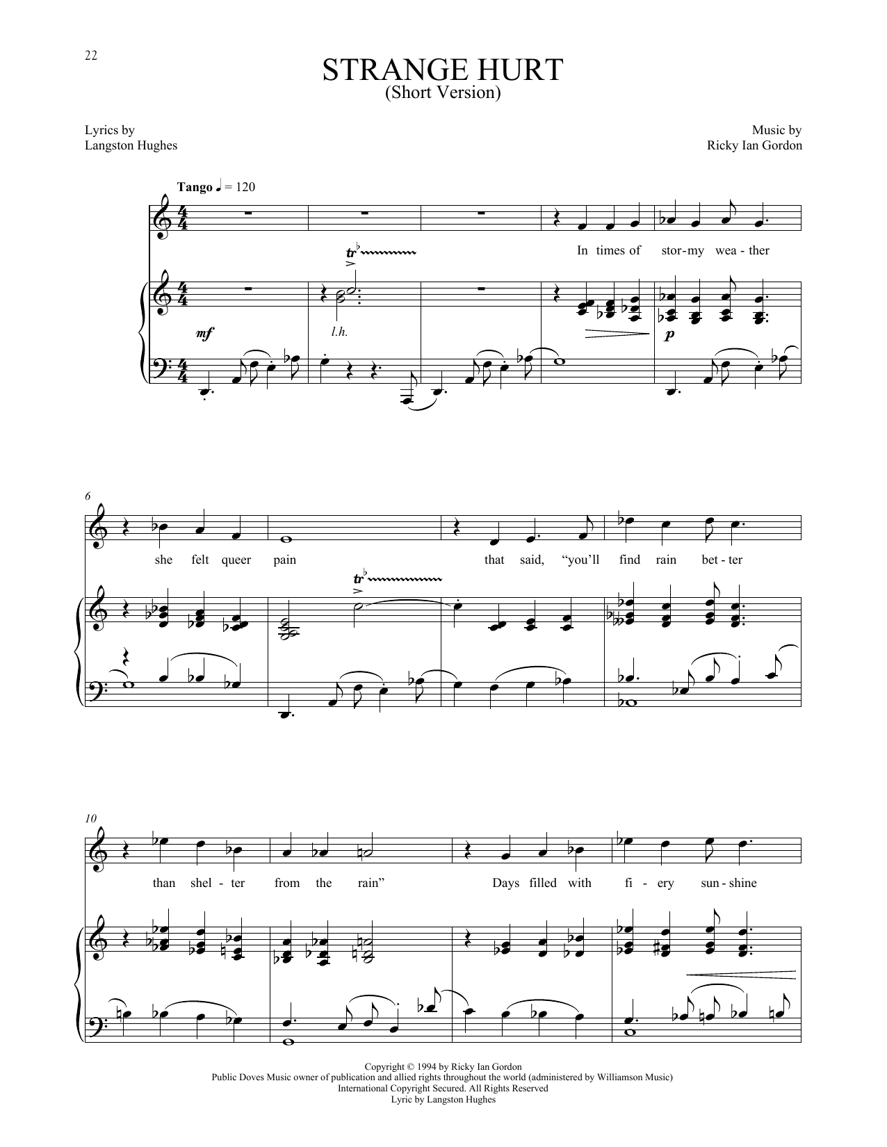 Ricky Ian Gordon Strange Hurt [Short version] Sheet Music