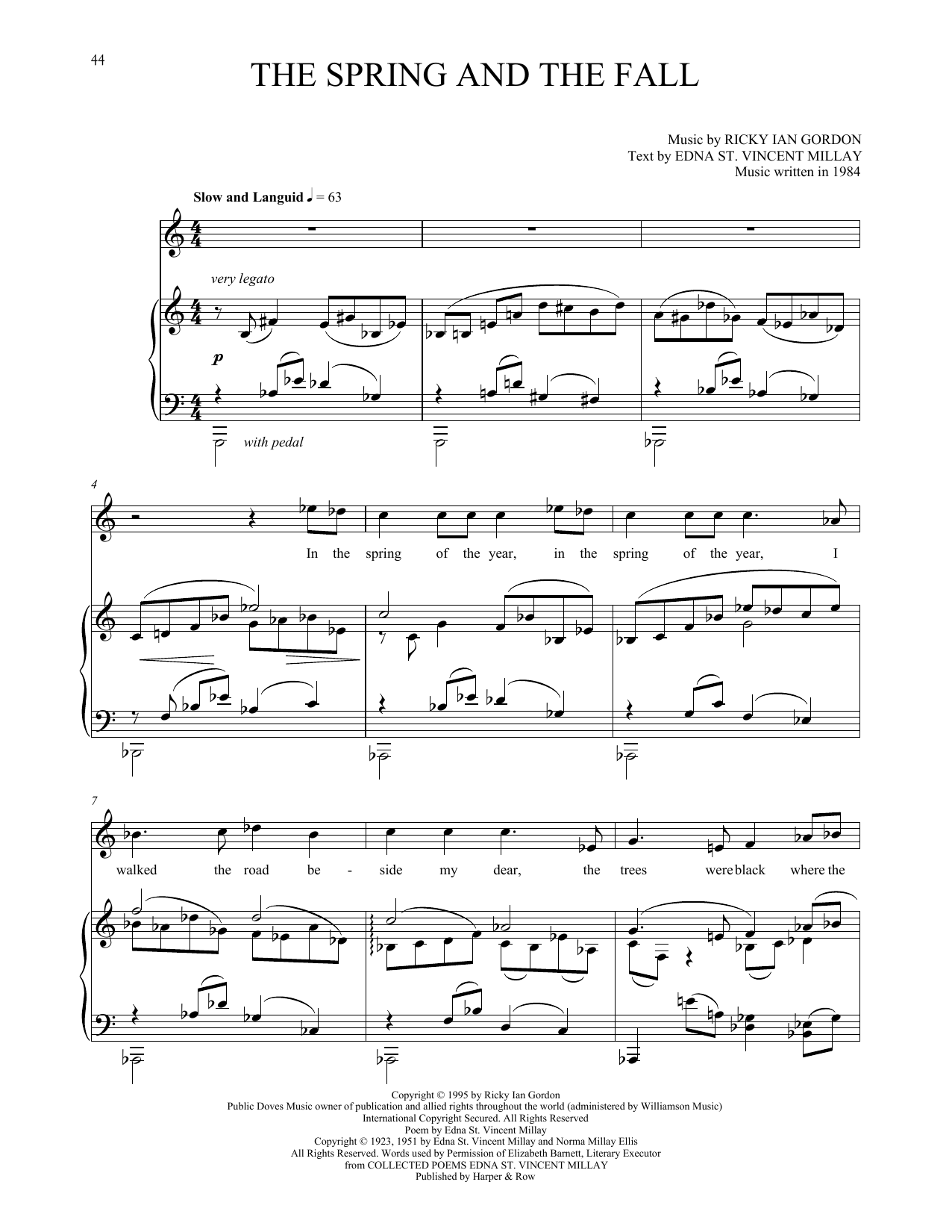 Ricky Ian Gordon The Spring And The Fall Sheet Music