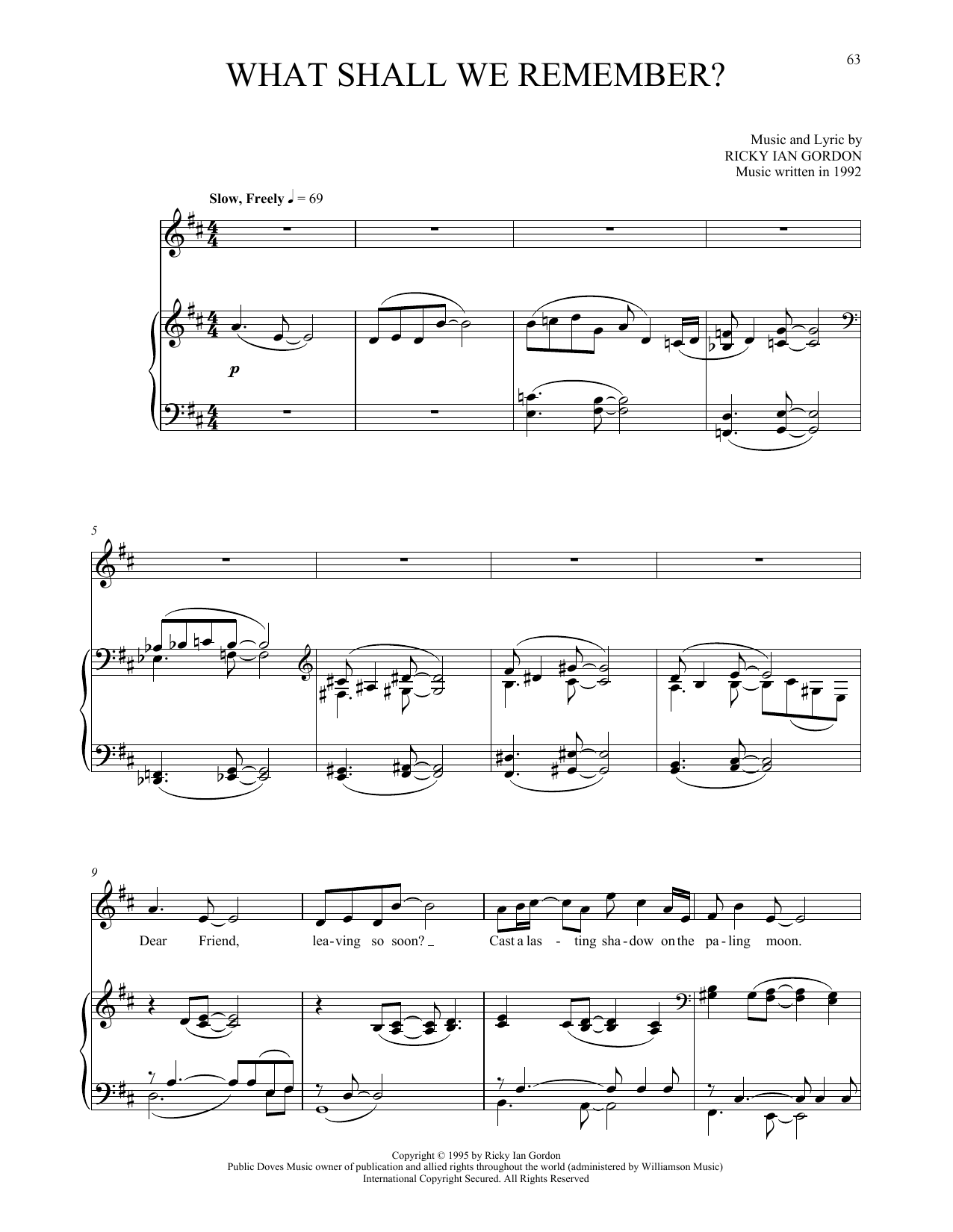 Ricky Ian Gordon What Shall We Remember? Sheet Music