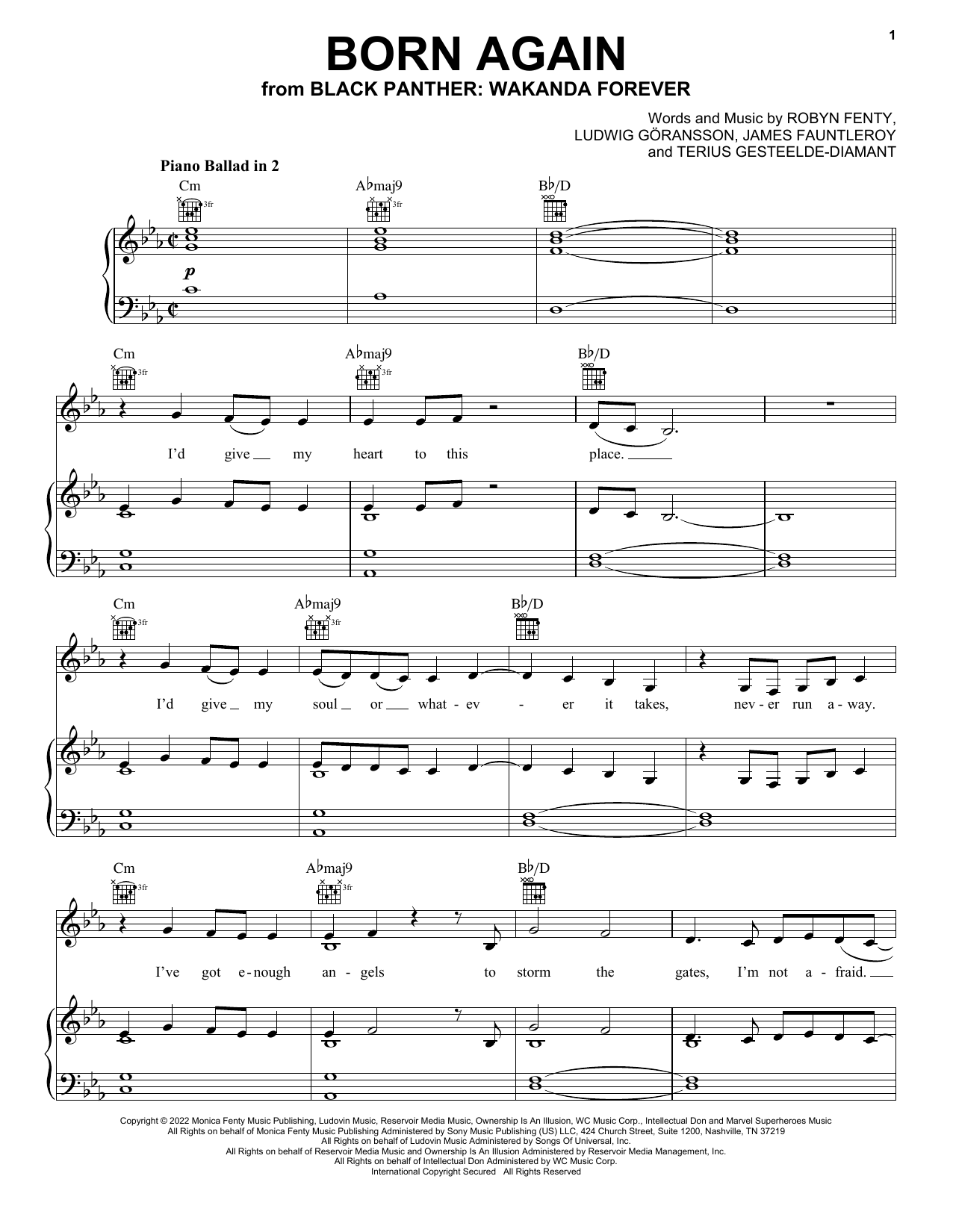 Rihanna Born Again (from Black Panther: Wakanda Forever) Sheet Music